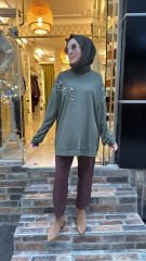 1519 Taşlı Sweat  - Yeşil