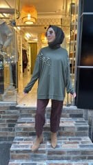 1519 Taşlı Sweat  - Yeşil