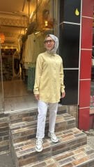 7418 Tensel Çiçekli Gömlek - Sarı