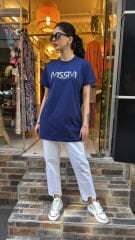 4741 MSSM Taşlı T-Shirt - Lacivert