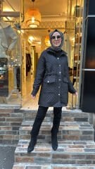 4459 Kapitone Kısa Ceket - Siyah