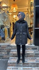 4459 Kapitone Kısa Ceket - Siyah