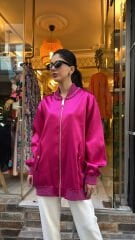 4720 Tasarım Taşlı Ceket - Fuşya