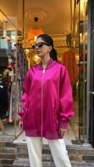 4720 Tasarım Taşlı Ceket - Fuşya