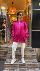 4720 Tasarım Taşlı Ceket - Fuşya