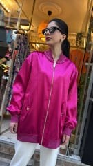 4720 Tasarım Taşlı Ceket - Fuşya