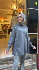 40986 Düğmeli Triko - Füme