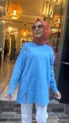 40986 Düğmeli Triko - Mavi