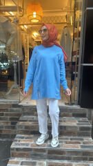 40986 Düğmeli Triko - Mavi