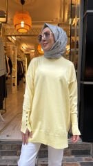 44016 Kolu Düğmeli Triko - Sarı