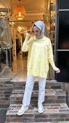 44016 Kolu Düğmeli Triko - Sarı