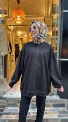 5588 Düz Basic Sweat - Siyah