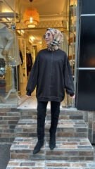 5588 Düz Basic Sweat - Siyah
