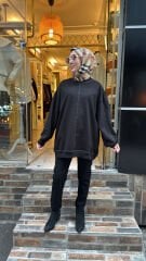 5588 Düz Basic Sweat - Siyah