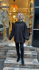 5588 Düz Basic Sweat - Siyah