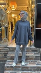 5588 Düz Basic Sweat - Füme