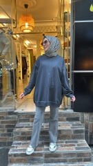 5588 Düz Basic Sweat - Füme