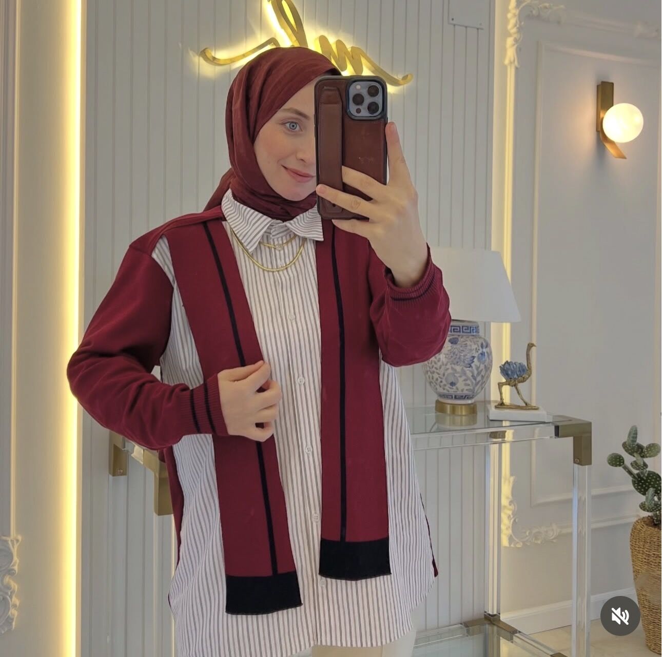 5039 Gömlekli Triko Tunik - Bordo