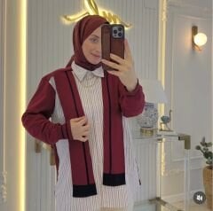 5039 Gömlekli Triko Tunik - Bordo