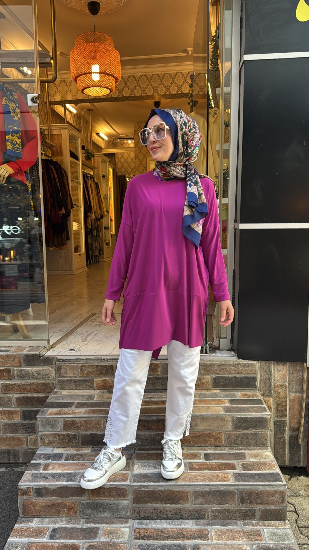 4088 Sandy Makas Tunik - Fuşya