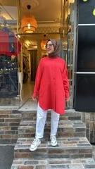 4088 Sandy Makas Tunik - Kırmızı