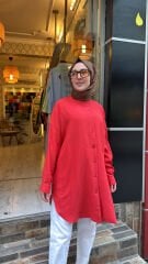 4088 Sandy Makas Tunik - Kırmızı