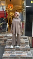 5361 Şal Yaka Tunik - Vizon