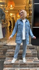 7482 Kot Ceket - Açık Mavi