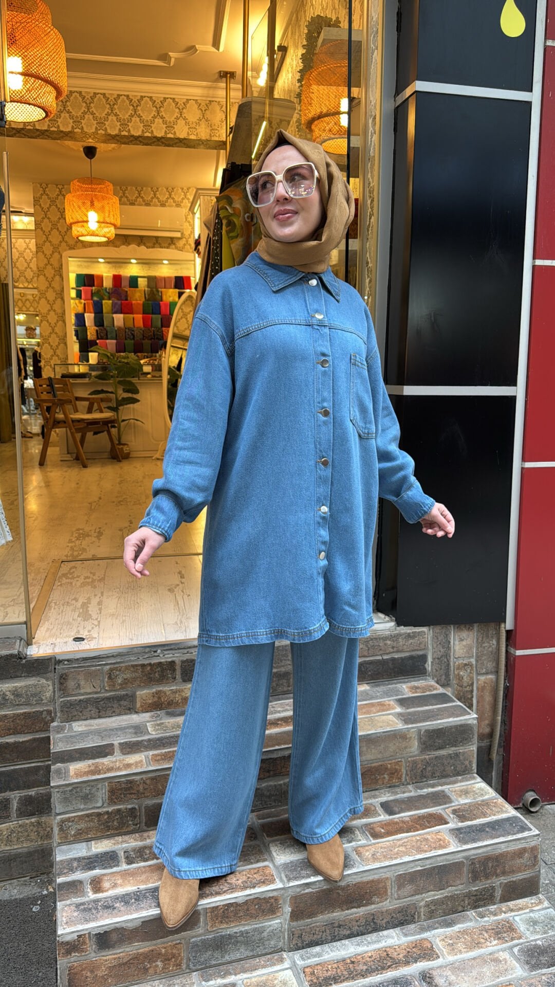 7460 Kot Gömlekli Takım - Açık Mavi