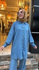 7460 Kot Gömlekli Takım - Açık Mavi