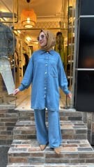 7460 Kot Gömlekli Takım - Açık Mavi