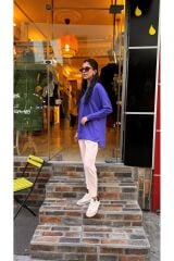 4632 İpek-Pamuk Bluz - Mor