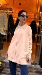 4588 Yakası Taşlı Hırka - Bej