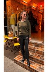 4574 Yakası Taşlı Angora Kazak - Haki