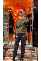 4574 Yakası Taşlı Angora Kazak - Haki