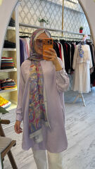 4008 Pamuk-İpek Ada Gömlek - Açık Lila
