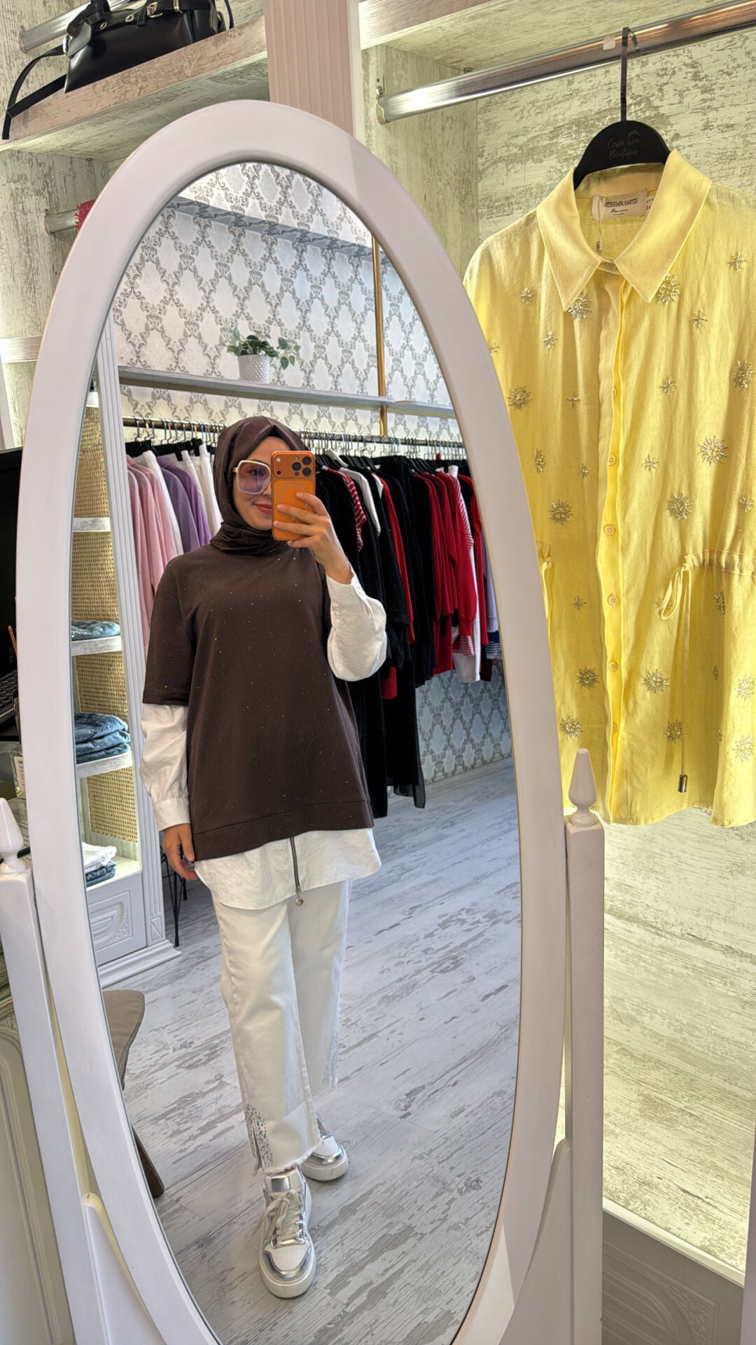 10761 Altı Gömlekli Taşlı Sweat - Kahve