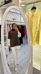 10761 Altı Gömlekli Taşlı Sweat - Kahve