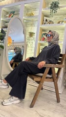 3537 Yanları yırtmaçlı Oysho Takım - Siyah