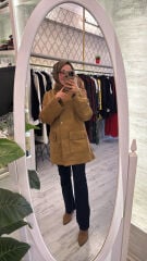 38156 Süet Ceket - Camel