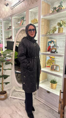37854 Uzun Kapitone Mont - Siyah