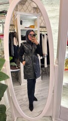 6089 Parlak Şişme Yelek - Siyah