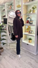 33827 Simli Triko Tunik - Mürdüm