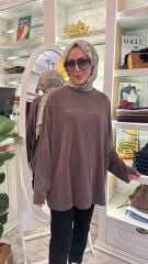 37840 Baskılı Basic Sweat - Kahve