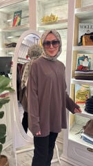 37840 Baskılı Basic Sweat - Kahve