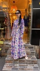 1371 Fas Elbise - Mor