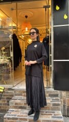 1598 Parlak Şık Etek - Siyah