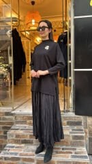 1598 Parlak Şık Etek - Siyah