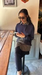 10725 Çizgili Gömlekli Sweat - Lacivert