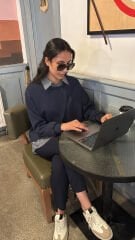 10725 Çizgili Gömlekli Sweat - Lacivert